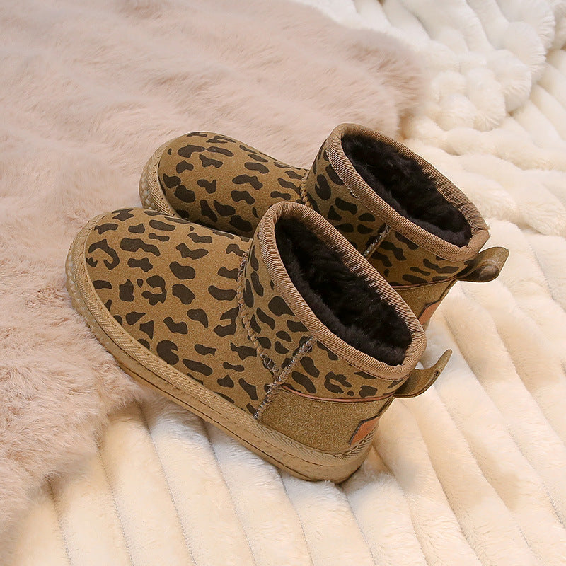 Casual Unisex Leopard Round Toe Snow Boots