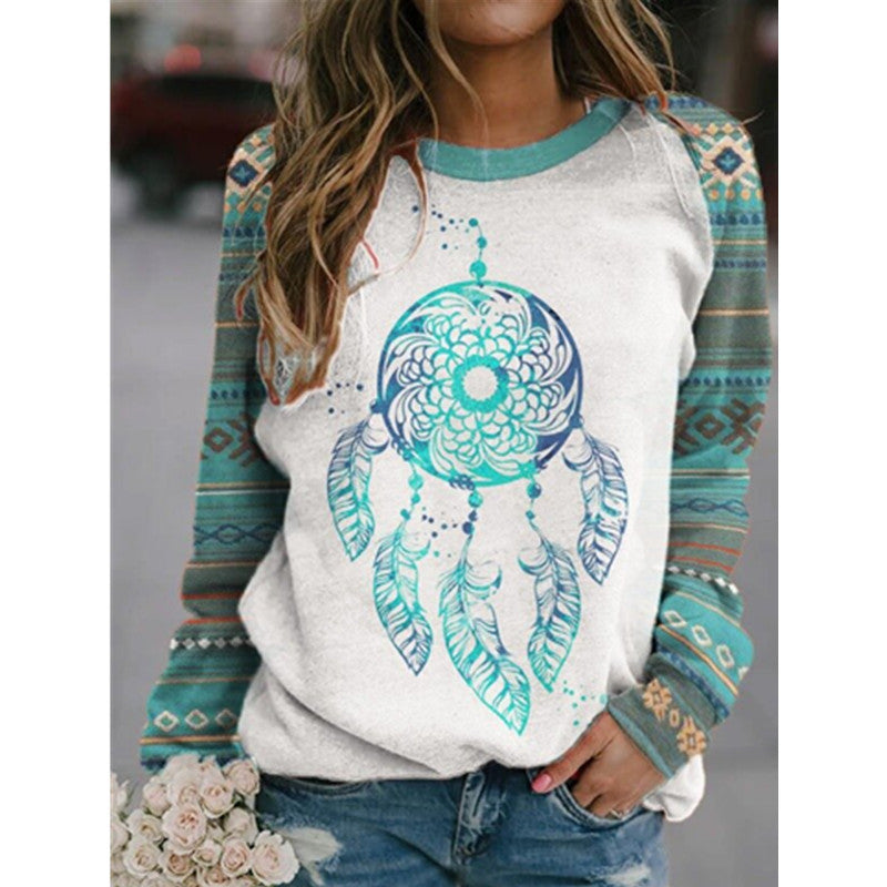 women's hoodie long sleeve hoodies & sweatshirts printing vintage style ethnic style printing