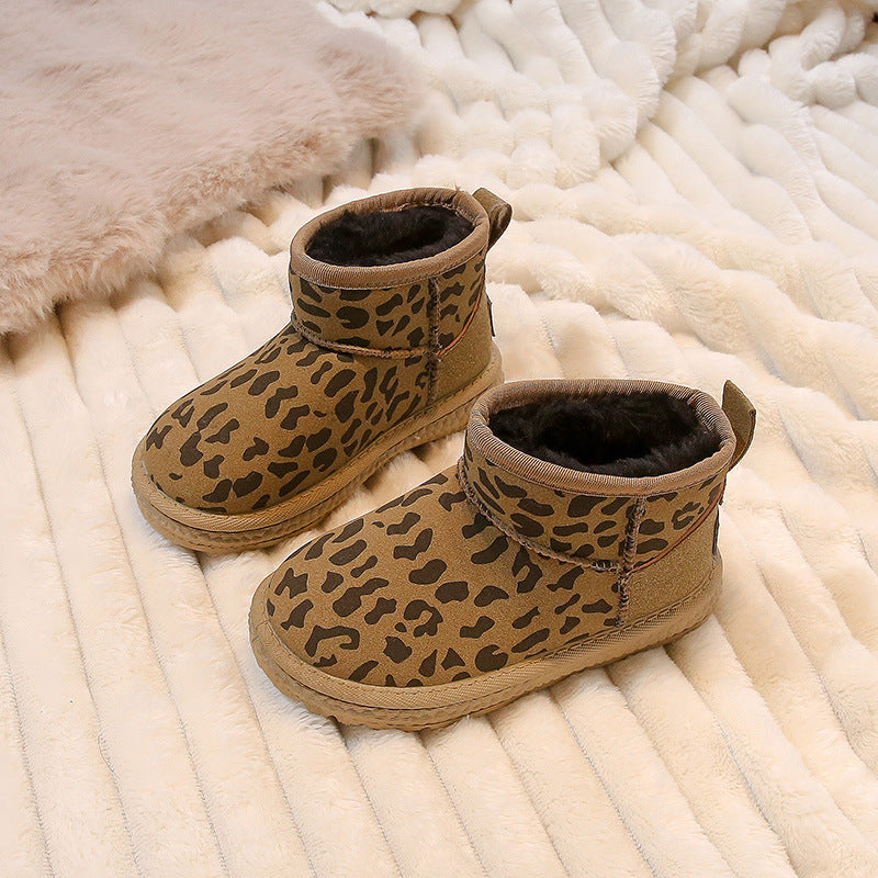 Casual Unisex Leopard Round Toe Snow Boots