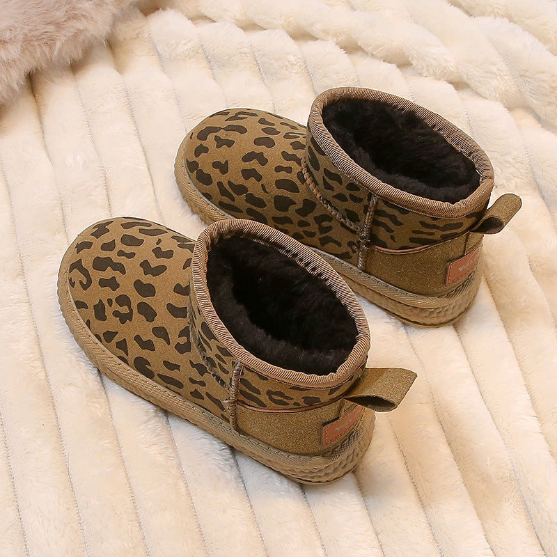 Casual Unisex Leopard Round Toe Snow Boots