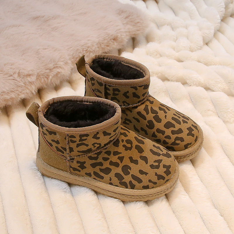 Casual Unisex Leopard Round Toe Snow Boots