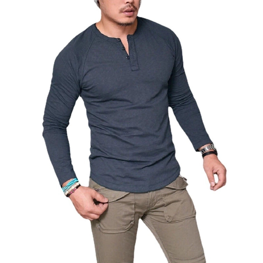 Men's Solid Color Casual Round Neck Long Sleeve Slim Men's T-shirt