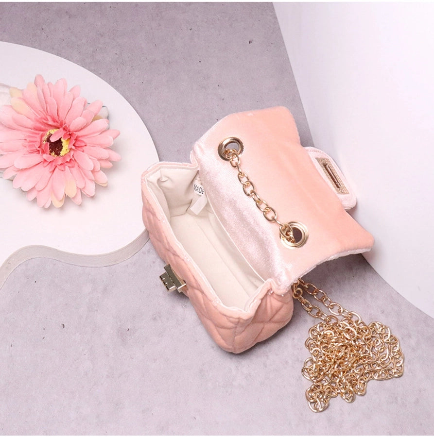 New Girl Bag Small Bag Spring and Autumn New Girl Golden Velvet Water Chestnut Fashion Shoulder Bag Mini Crossbody Bag