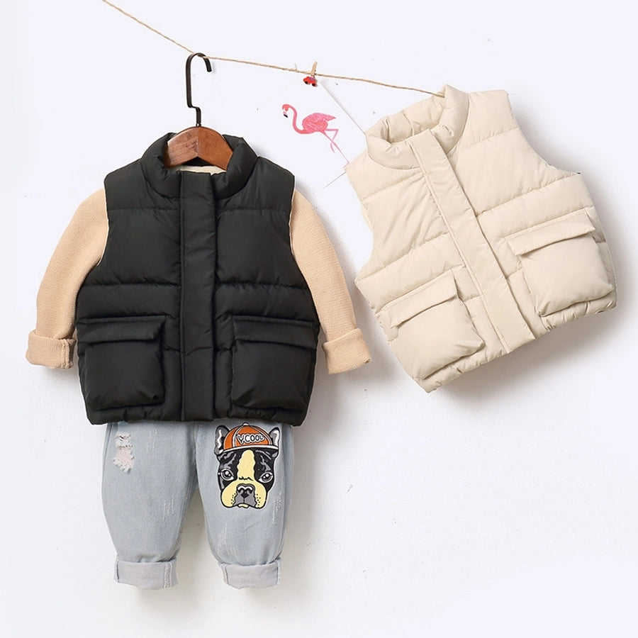 Autumn and Winter New Children's Vest Boys' Girls' Baby Thickened Warm Stylish Lamb Down Cotton Vest for Outer Wear