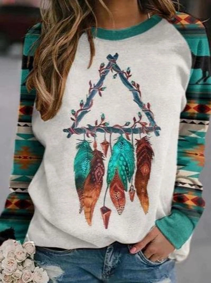 women's hoodie long sleeve hoodies & sweatshirts printing vintage style ethnic style printing