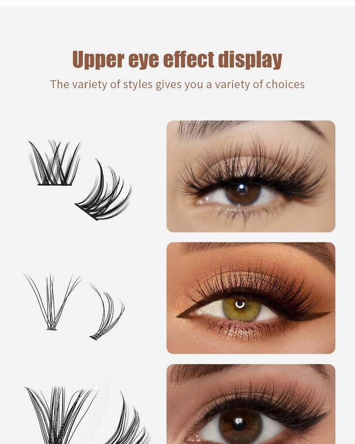 Europe and the United States  hot  hair segmented double eyelash glue self-grafting single cluster  explosion eyelash set