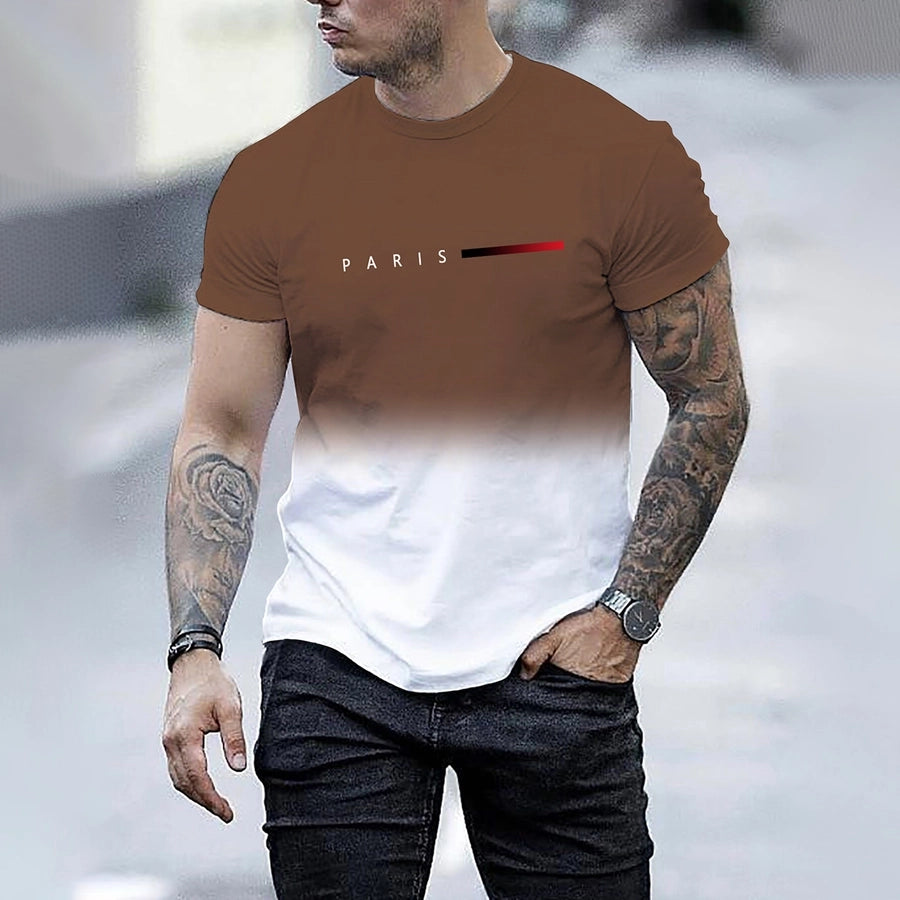 Men's Letter Casual Classic Style Round Neck Short Sleeve Regular Fit Men's T-shirt