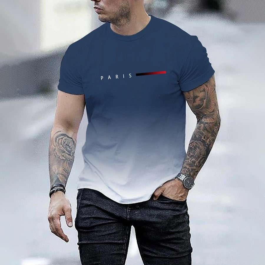 Men's Letter Casual Classic Style Round Neck Short Sleeve Regular Fit Men's T-shirt