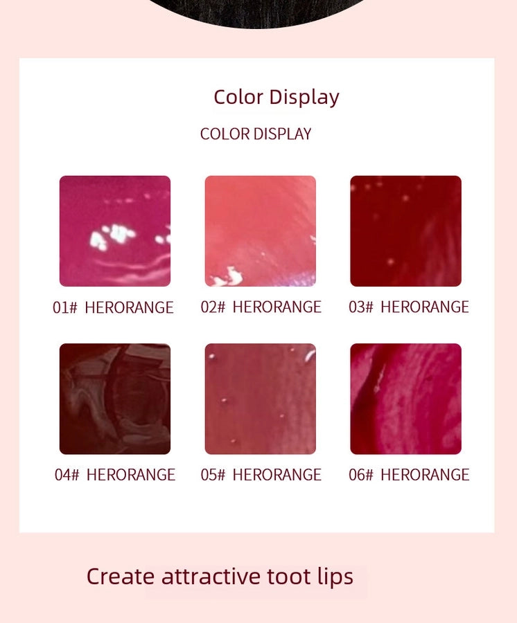 HERORANGE ~ juice glossy mirror lip glaze light moisturizing moisturizing glass lip gloss student party cheap makeup