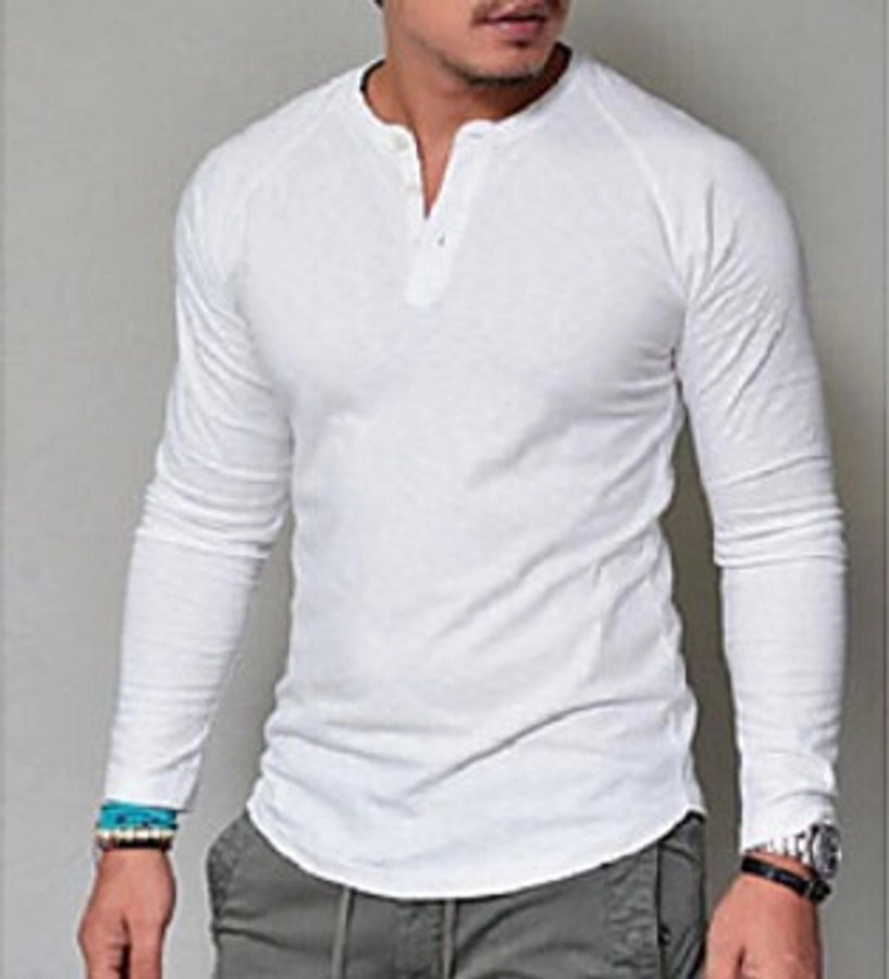 Men's Solid Color Casual Round Neck Long Sleeve Slim Men's T-shirt