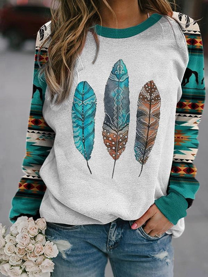 women's hoodie long sleeve hoodies & sweatshirts printing vintage style ethnic style printing