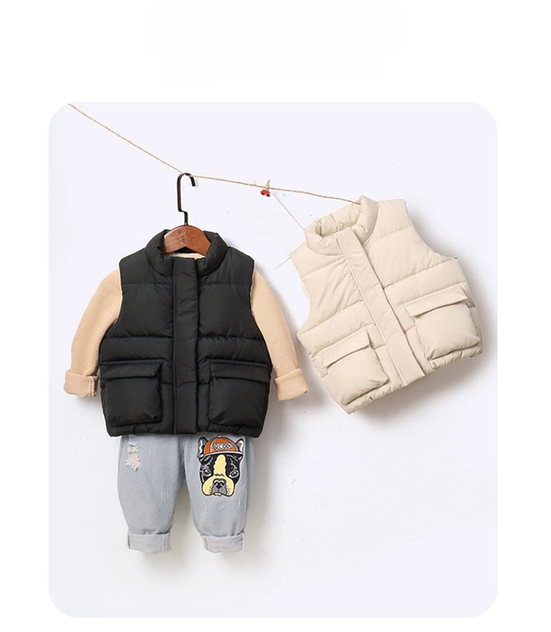 Autumn and Winter New Children's Vest Boys' Girls' Baby Thickened Warm Stylish Lamb Down Cotton Vest for Outer Wear