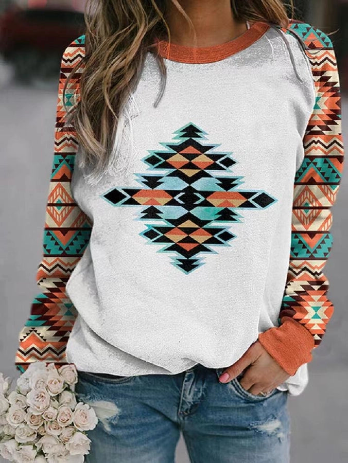 women's hoodie long sleeve hoodies & sweatshirts printing vintage style ethnic style printing