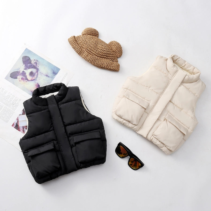 Autumn and Winter New Children's Vest Boys' Girls' Baby Thickened Warm Stylish Lamb Down Cotton Vest for Outer Wear