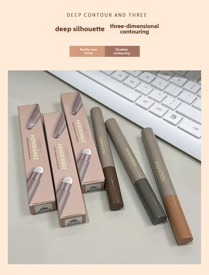 HERORANGE ~  cosmetic pen with brush nose shadow shadow dual-purpose natural three-dimensional not easy to take off makeup cosmetic beauty stick women