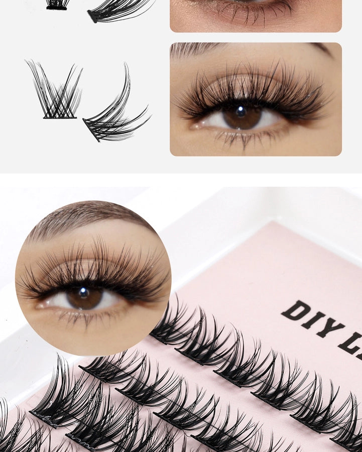 Europe and the United States  hot  hair segmented double eyelash glue self-grafting single cluster  explosion eyelash set