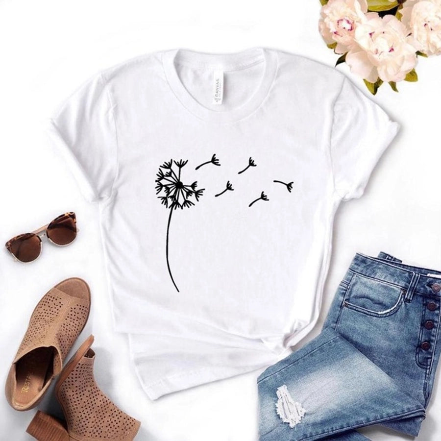 Men's T-shirt Short Sleeve T-Shirts Printing Casual Dandelion