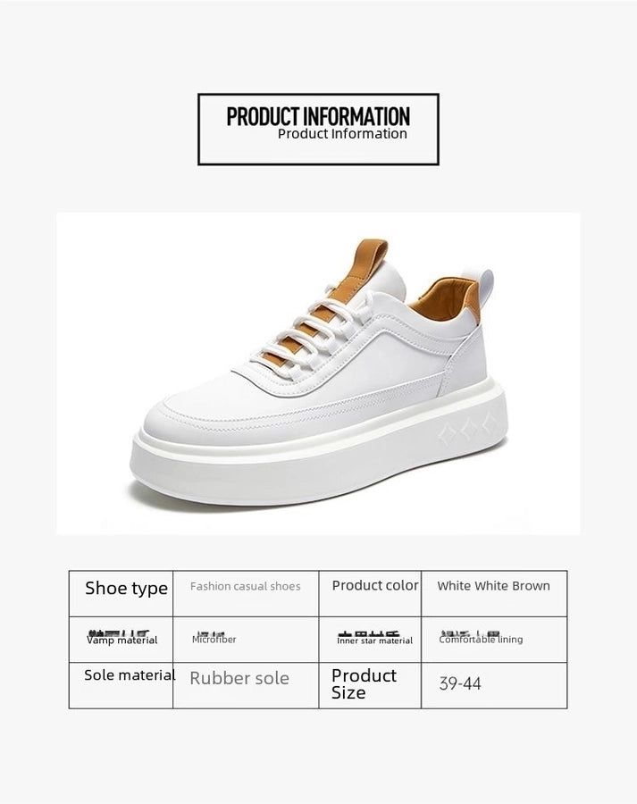 Summer new men's shoes breathable trendy  board shoes hidden height thick bottom casual shoes soft bottom white shoes men