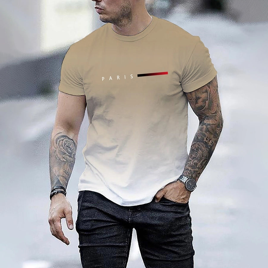 Men's Letter Casual Classic Style Round Neck Short Sleeve Regular Fit Men's T-shirt