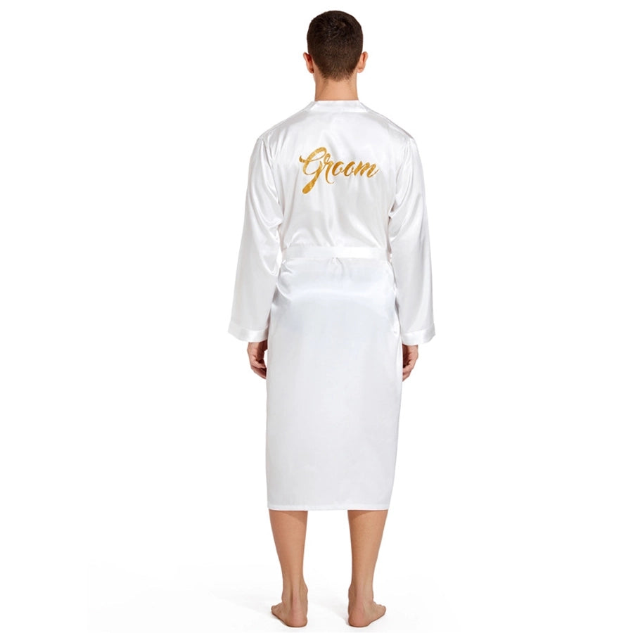 Men's back gilding Groom Groom wedding morning gown Spring and Autumn long cardigan home nightgown