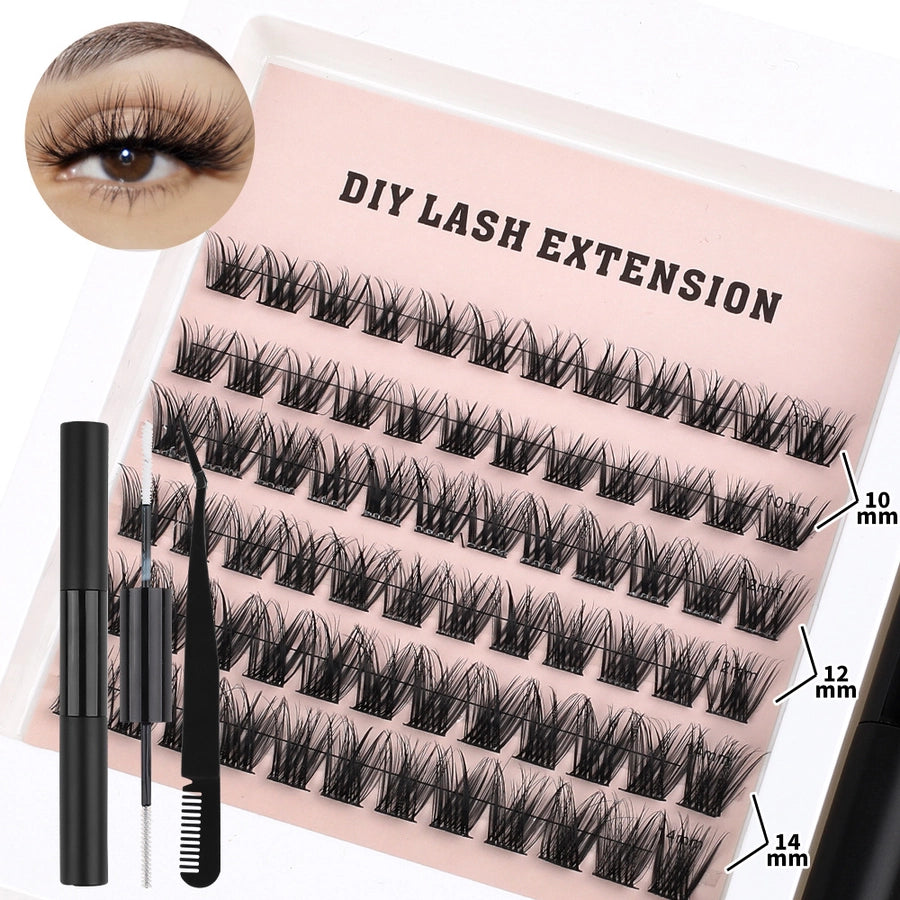 Europe and the United States  hot  hair segmented double eyelash glue self-grafting single cluster  explosion eyelash set