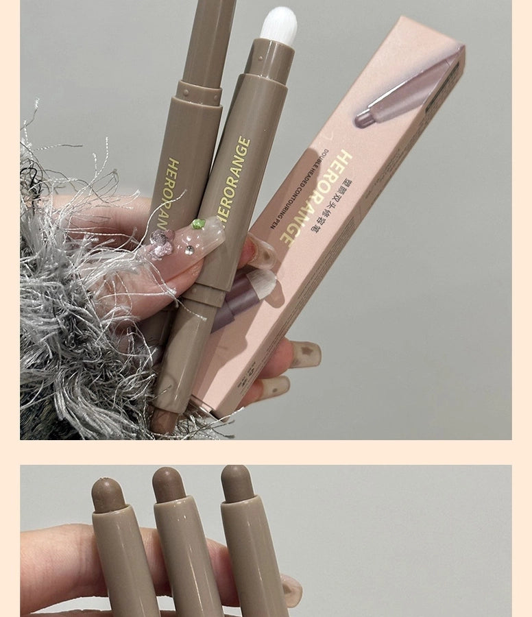 HERORANGE ~  cosmetic pen with brush nose shadow shadow dual-purpose natural three-dimensional not easy to take off makeup cosmetic beauty stick women