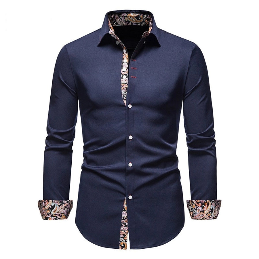 Men's Solid Color Patchwork Blouse Men's Clothing