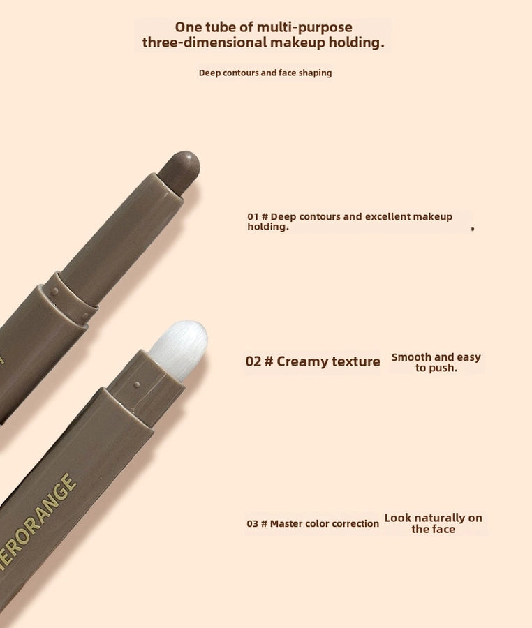 HERORANGE ~  cosmetic pen with brush nose shadow shadow dual-purpose natural three-dimensional not easy to take off makeup cosmetic beauty stick women