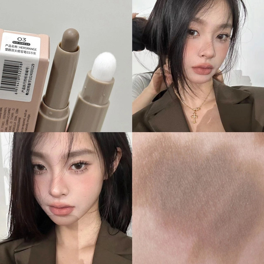 HERORANGE ~  cosmetic pen with brush nose shadow shadow dual-purpose natural three-dimensional not easy to take off makeup cosmetic beauty stick women