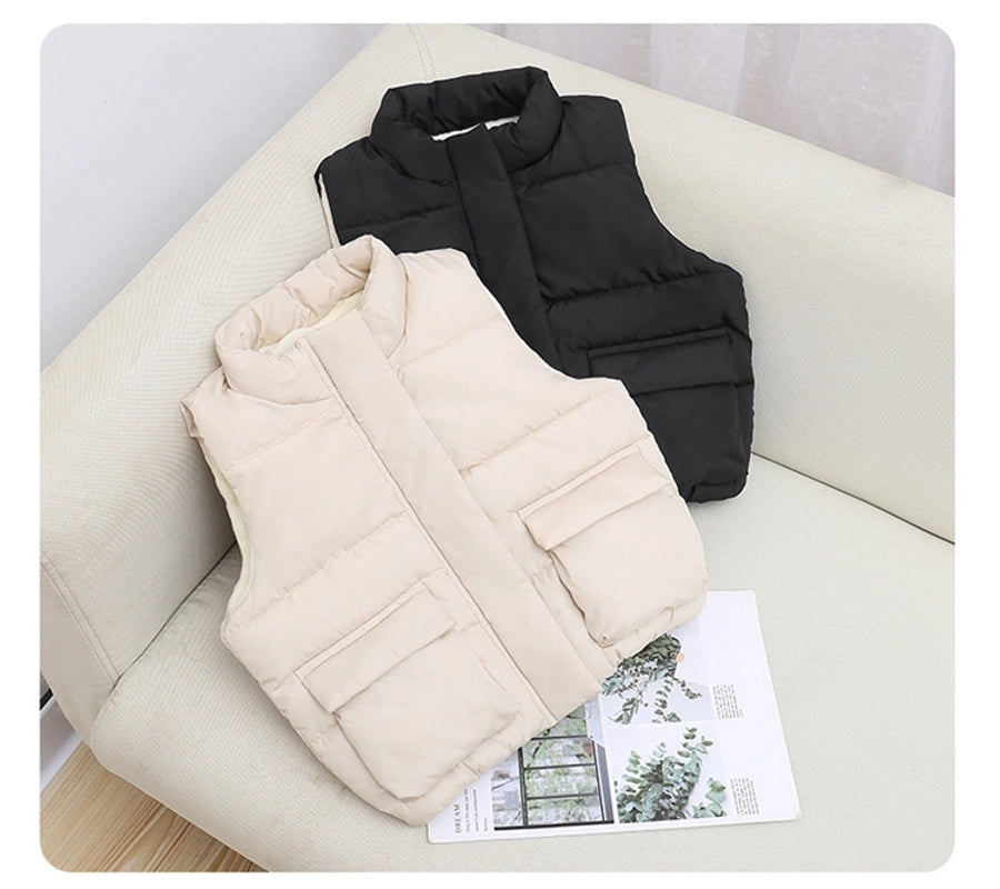 Autumn and Winter New Children's Vest Boys' Girls' Baby Thickened Warm Stylish Lamb Down Cotton Vest for Outer Wear