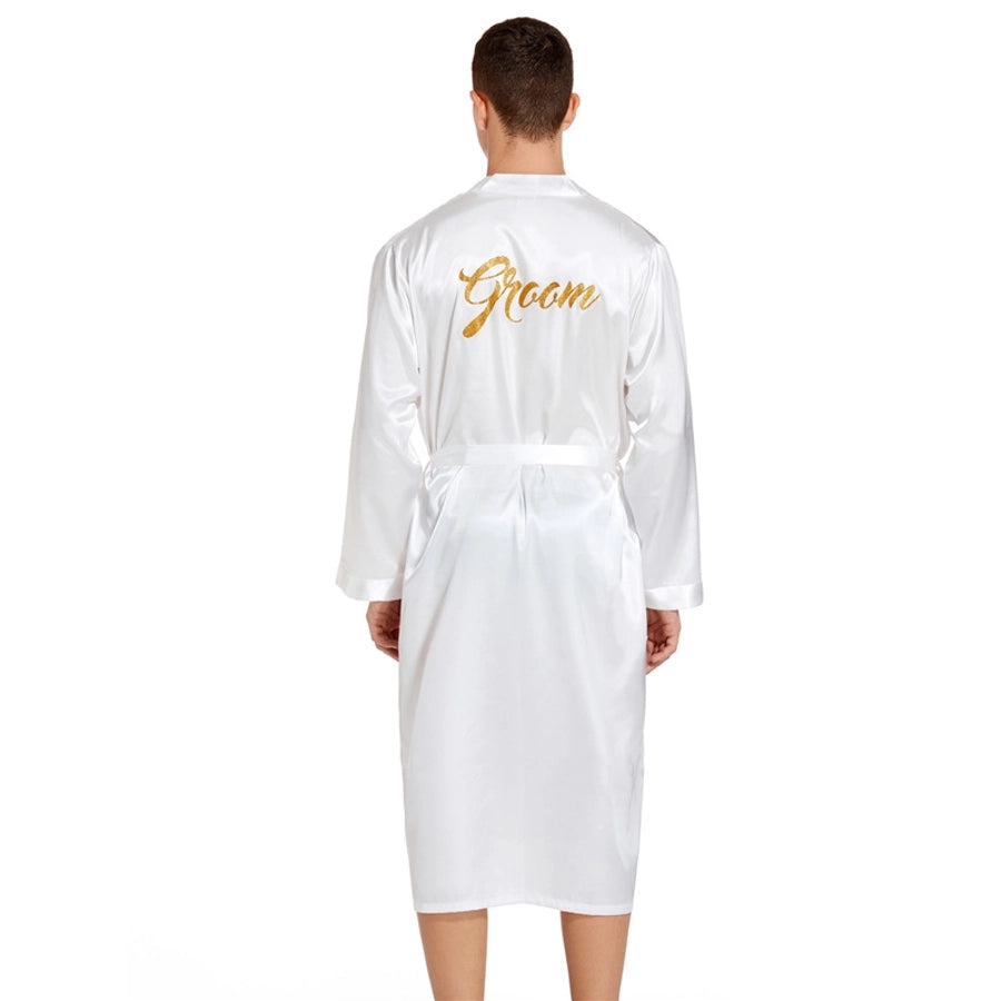 Men's back gilding Groom Groom wedding morning gown Spring and Autumn long cardigan home nightgown