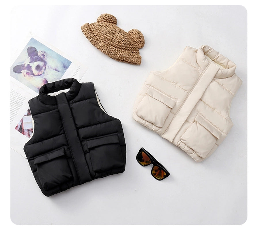 Autumn and Winter New Children's Vest Boys' Girls' Baby Thickened Warm Stylish Lamb Down Cotton Vest for Outer Wear