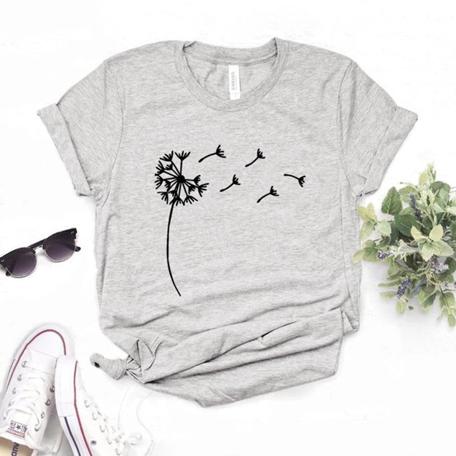 Men's T-shirt Short Sleeve T-Shirts Printing Casual Dandelion