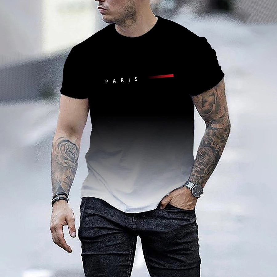 Men's Letter Casual Classic Style Round Neck Short Sleeve Regular Fit Men's T-shirt