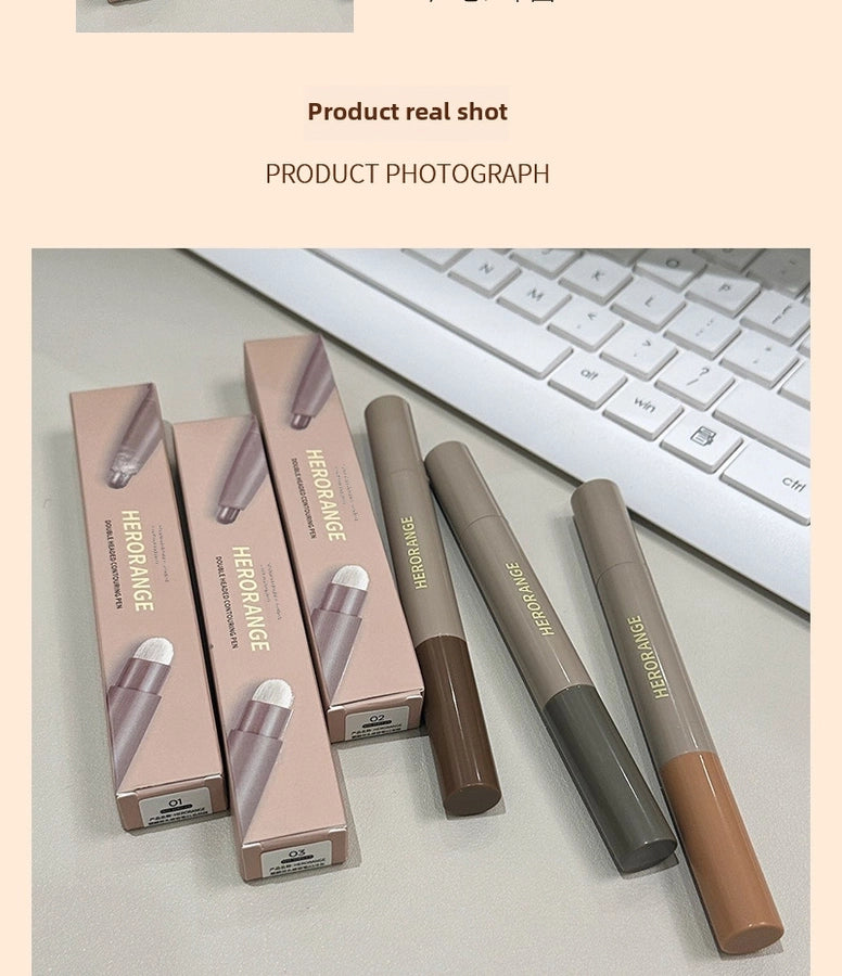 HERORANGE ~  cosmetic pen with brush nose shadow shadow dual-purpose natural three-dimensional not easy to take off makeup cosmetic beauty stick women