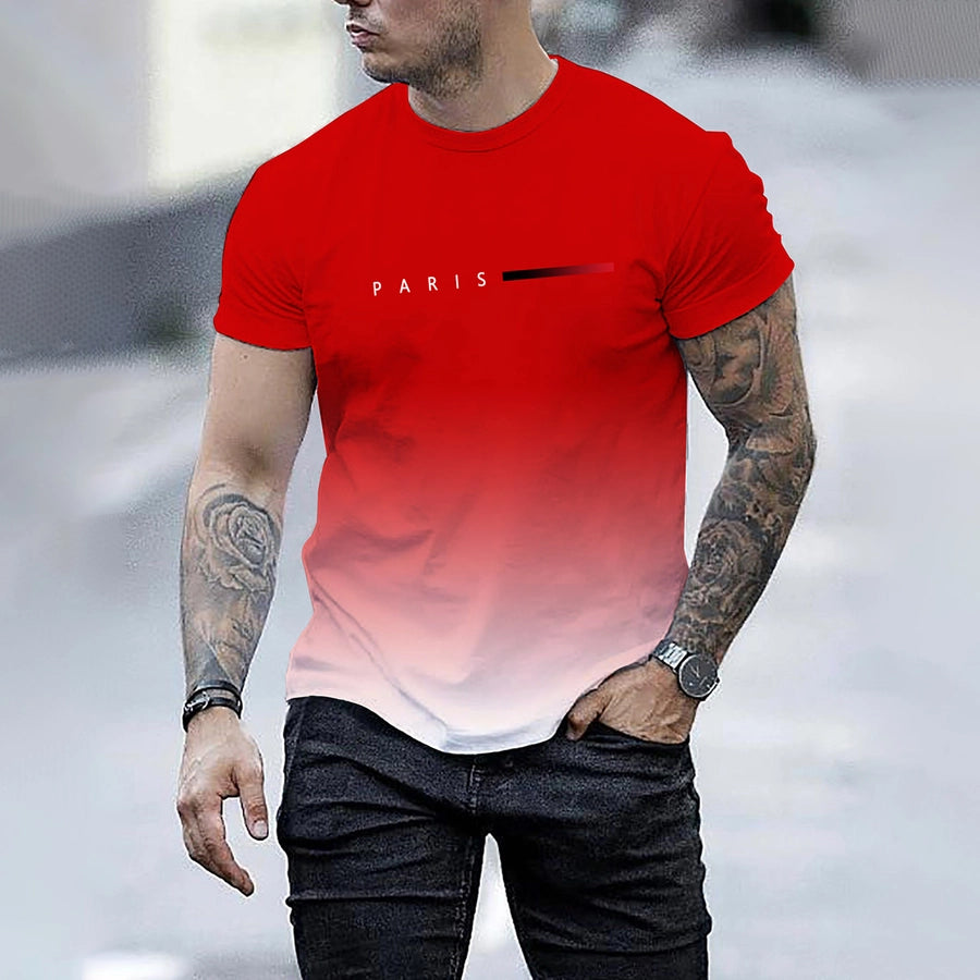 Men's Letter Casual Classic Style Round Neck Short Sleeve Regular Fit Men's T-shirt