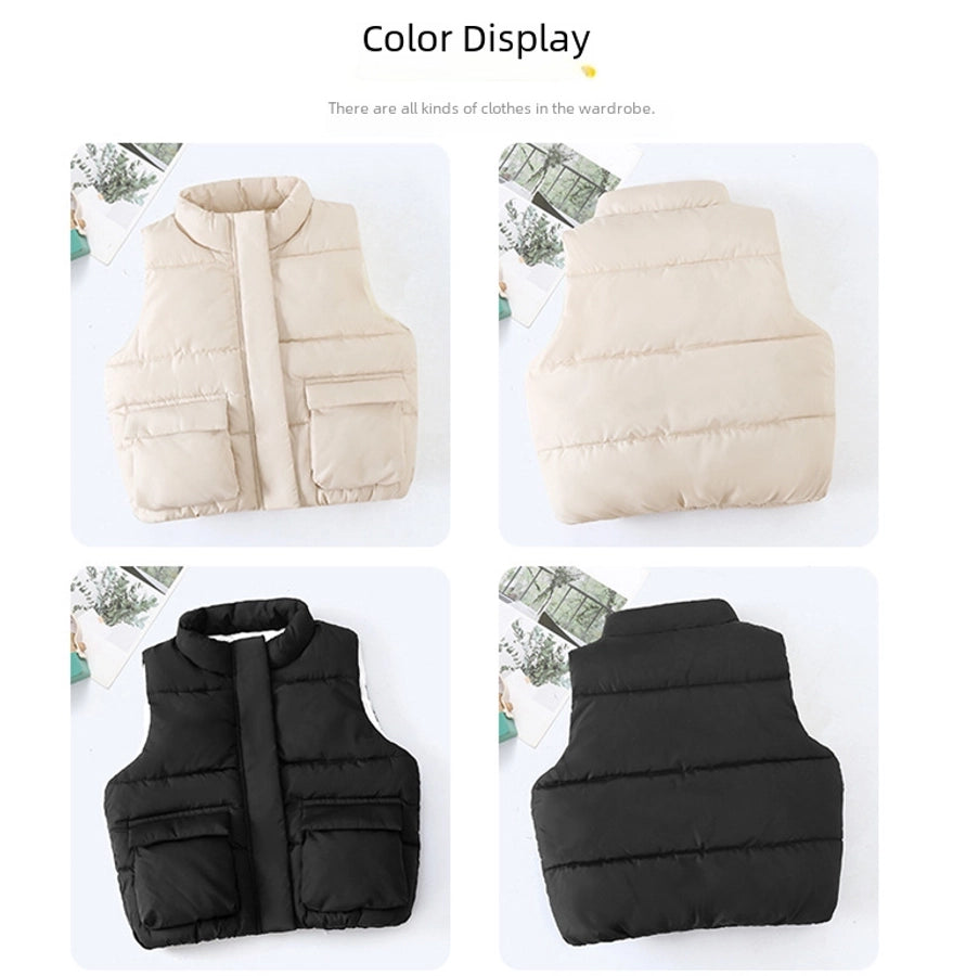 Autumn and Winter New Children's Vest Boys' Girls' Baby Thickened Warm Stylish Lamb Down Cotton Vest for Outer Wear