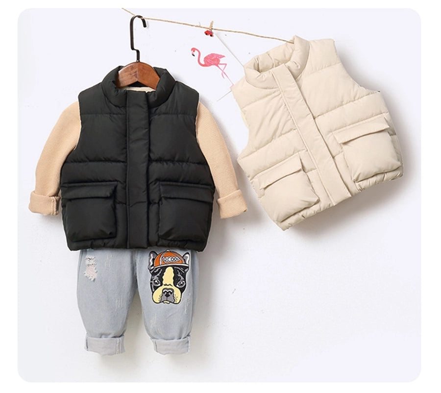 Autumn and Winter New Children's Vest Boys' Girls' Baby Thickened Warm Stylish Lamb Down Cotton Vest for Outer Wear